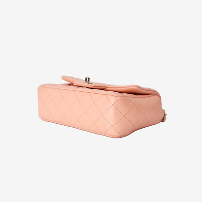 Chanel Classic Mini Rectangular Flap Bag in Light Pink Lambskin with Gold Hardware