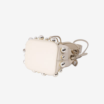 Fendi Mon Trésor Mini Bucket Bag in Ivory/Off-White Calfskin Leather with Gold Hardware