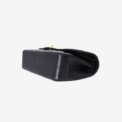 Chanel Small Classic Flap Bag in Black Caviar Leather with Gold Hardware