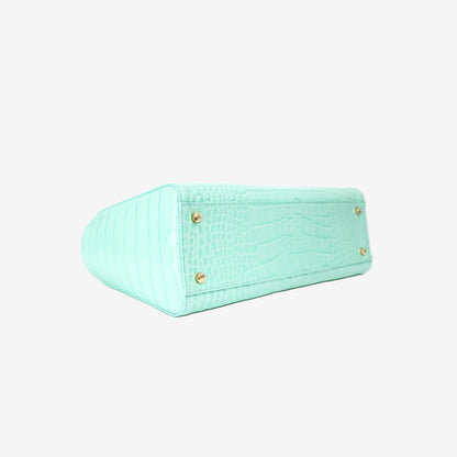 Chanel 26S Shopping Bag in Green Crocodile Embossed Calfskin Leather with Gold Hardware bottom side view