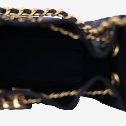 Chanel 25 Mini Hobo Bag in Black Calfskin Leather with Gold Hardware interior view
