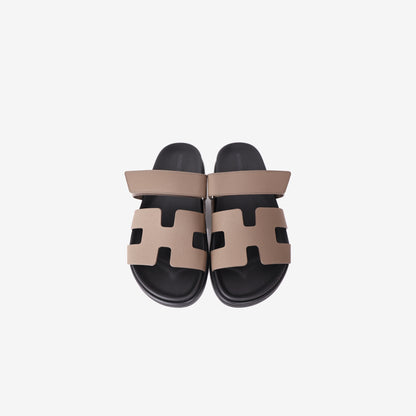 Hermès Chypre Sandals in Etoupe Epsom Leather (Sizes Available)