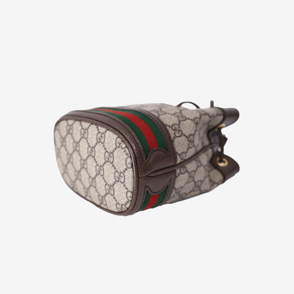 Gucci Ophidia Mini GG Bucket Bag in Beige Brown GG Supreme Canvas with Gold Hardware