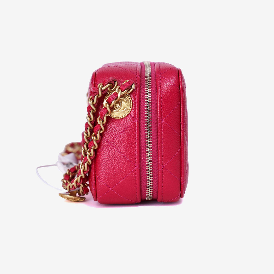 Chanel Twist Your Buttons Square Vanity On Chain in Pink Caviar Leather with Gold Hardware