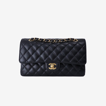 Chanel Medium Classic Double Flap Bag in Black Lambskin Leather with Gold Hardware