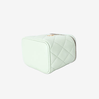 Chanel Mini Square Vanity Case in Light Green Lambskin with Gold Hardware