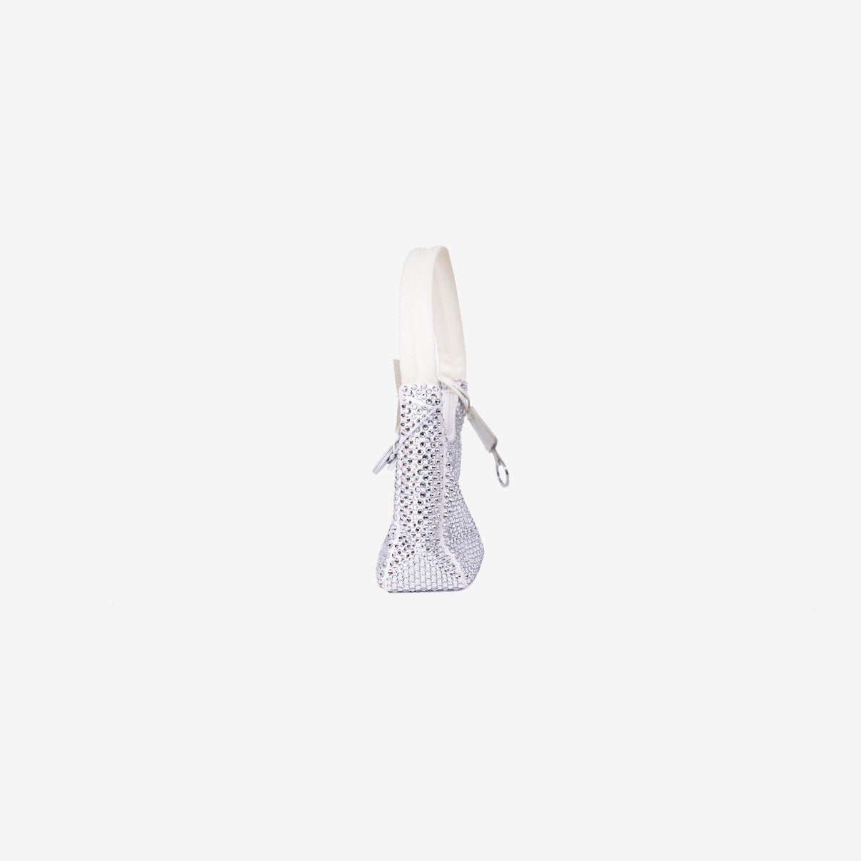 Prada Crystal Shoulder Bag in White Crystal Embellished Canvas side view