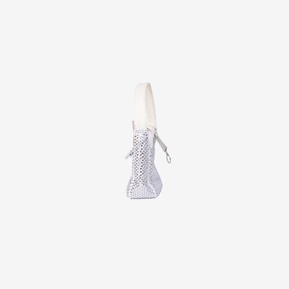 Prada Crystal Shoulder Bag in White Crystal Embellished Canvas side view