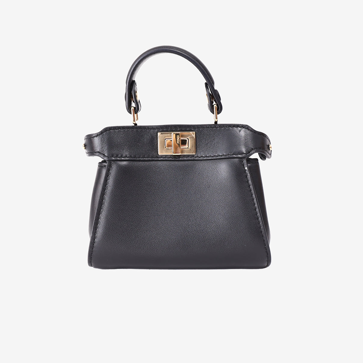 Fendi Peekaboo Mini Handbag in Black Leather with Gold Hardware back view