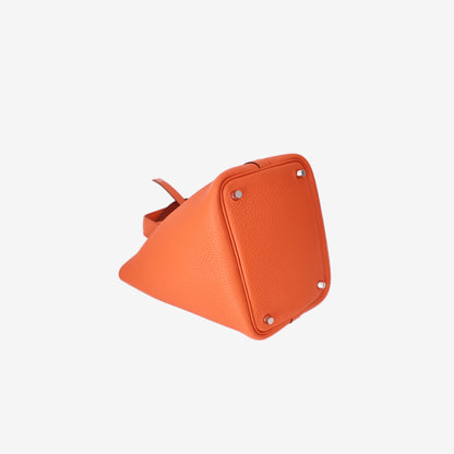 Hermès Picotin Lock 18 in Orange Clemence Leather with Palladium Hardware