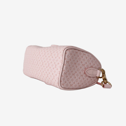 Louis Vuitton Nano Speedy Bag in Light Pink Monogram Embossed Leather with Gold Hardware