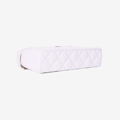 Chanel Lining LP Vanity Case in White Caviar Leather in Gold Hardware