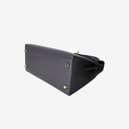 Hermès Kelly 28 in Dark Grey Epsom Leather with Gold-Plated Hardware