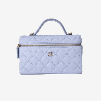 Chanel 26A Vanity Case in Blue Caviar Leather with Gold Hardware