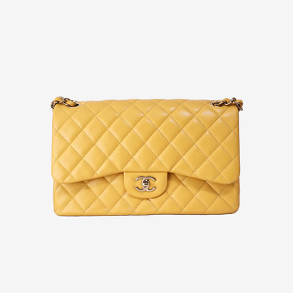 Chanel Jumbo Classic Double Flap Bag in Yellow Caviar Leather with Gold Hardware