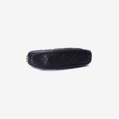 Chanel 24C Hobo Bag in Black Grained Calfskin with Gold Hardware