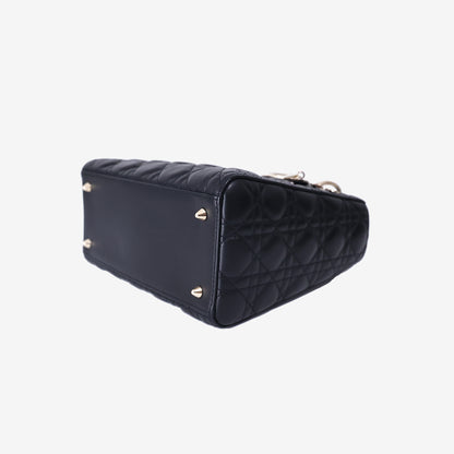 Dior Lady Dior Medium in Black Lambskin Leather with Gold Hardware