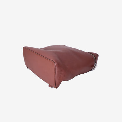 Loro Piana Extra Pocket Backpack in Kummel Calfskin Leather with Silver Hardware