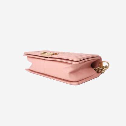 Chanel Medium Boy Bag in Pink Caviar Leather with Gold Hardware