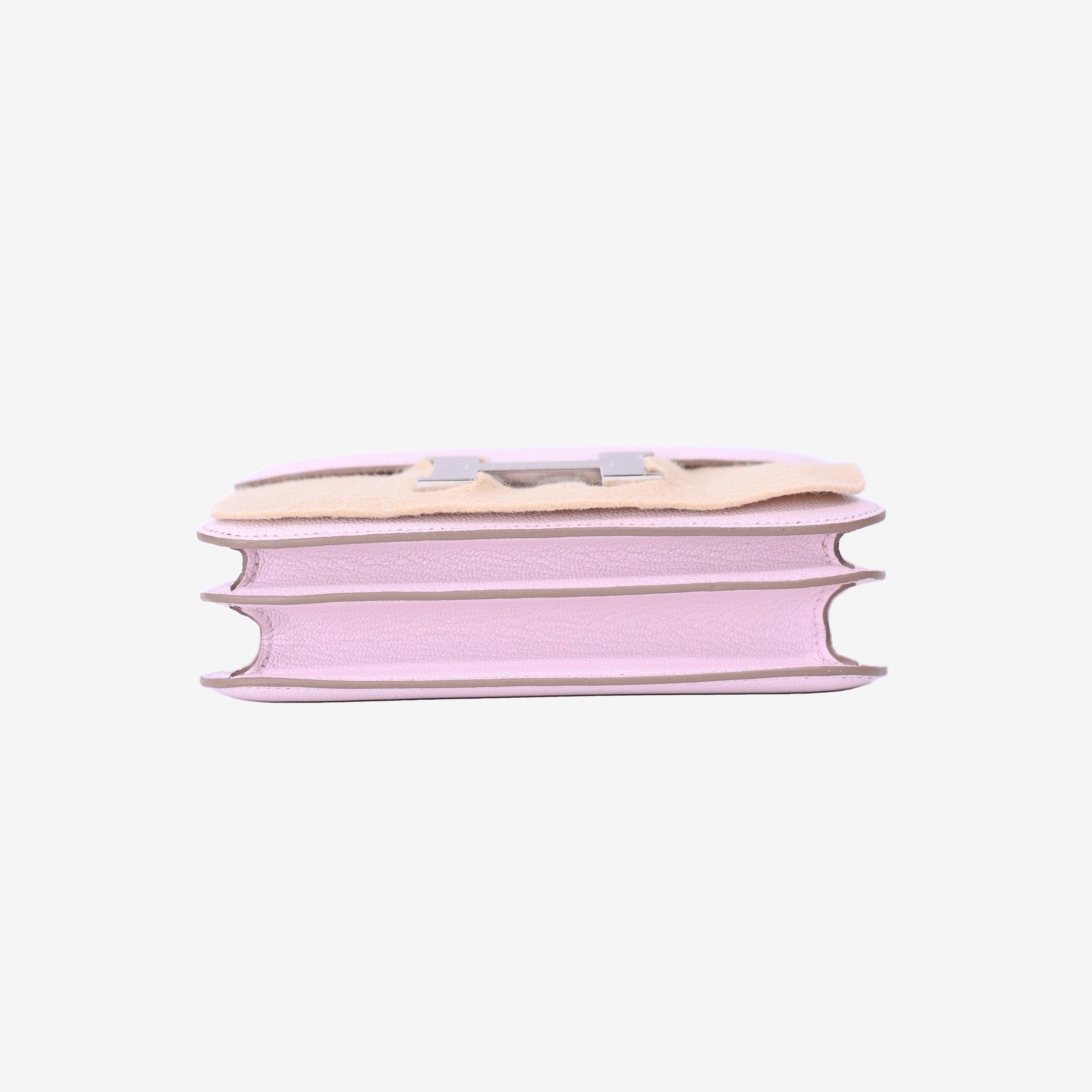 Hermès Constance 18 in Mauve Pale Chevre Mysore Leather with Palladium Hardware bottom view