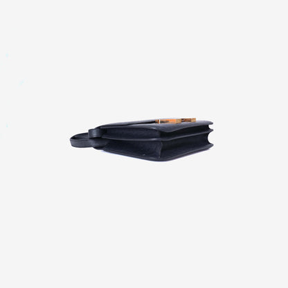 Hermès Constance 24 in Noir Ostrich Leather with Gold Hardware bottom side view