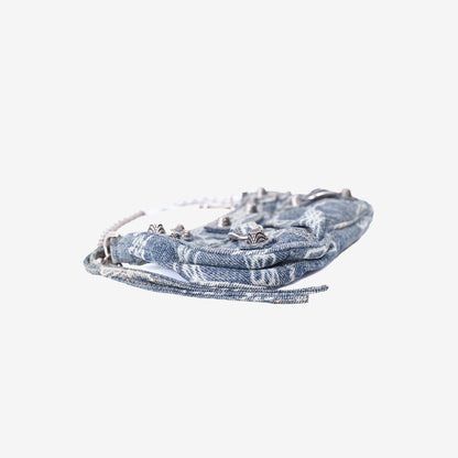 Balenciaga Le Cagole Mini Denim Bag in Blue Cotton Denim with Silver Hardware