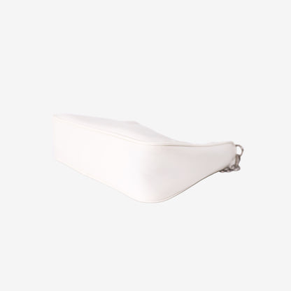 Prada Re-Edition 2000 Shoulder Bag in White Nylon with Silver Hardware