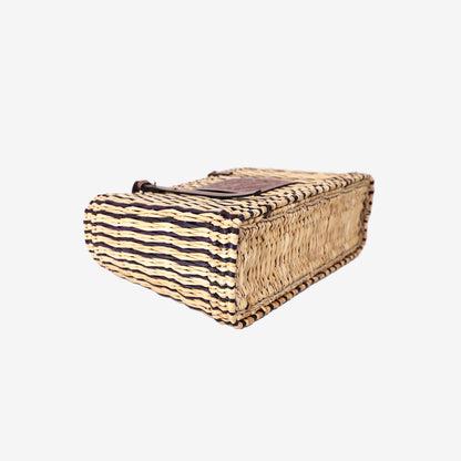 Loewe Square Anagram Wicker Basket Tote Bag in Beige