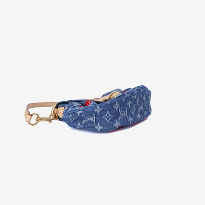 Louis Vuitton x Takashi Murakami Sunset Bag in Monogram Denim Cerises with Gold Hardware bottom side view