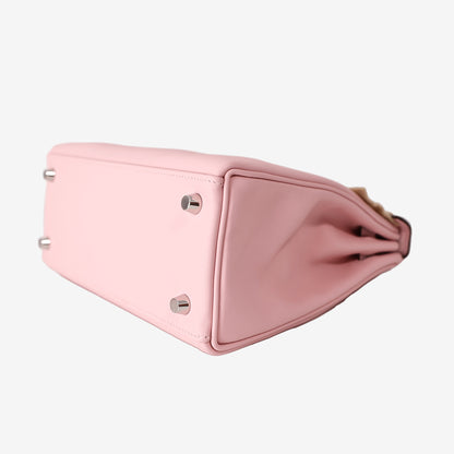 Hermès Kelly 25 in Rose Sakura Swift Leather with Palladium-Plated Hardware