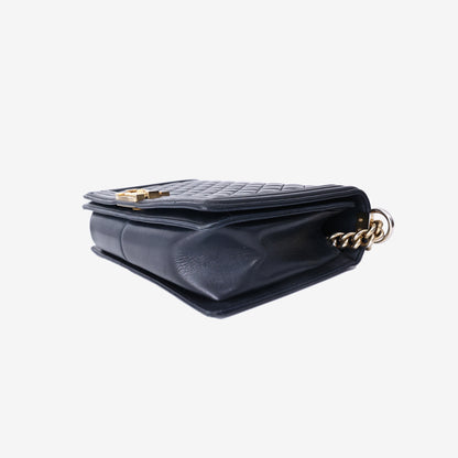 Chanel Boy Bag in Black Quilted Lambskin Leather with Gold Hardware