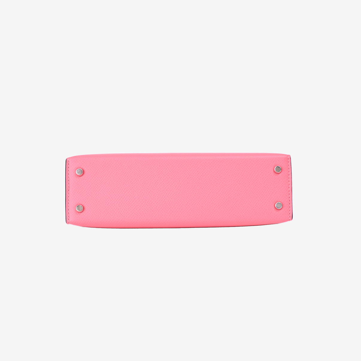 Hermès Mini Kelly 20 in Rose Azalée Epsom Leather with Palladium Hardware bottom view