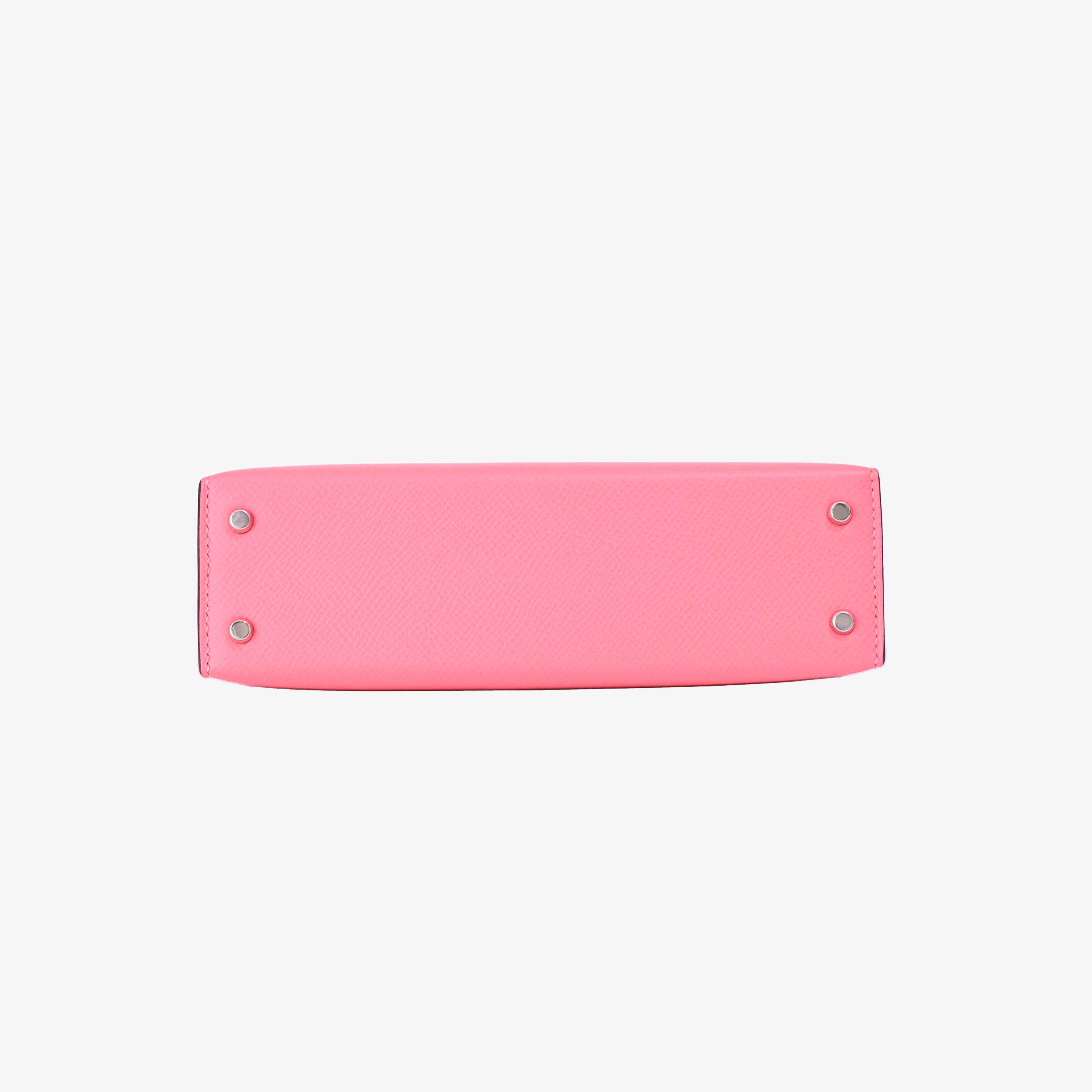 Hermès Mini Kelly 20 in Rose Azalée Epsom Leather with Palladium Hardware bottom view