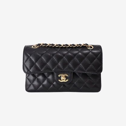 Chanel Small Classic Double Flap Bag in Black Caviar Leather with Gold Hardware