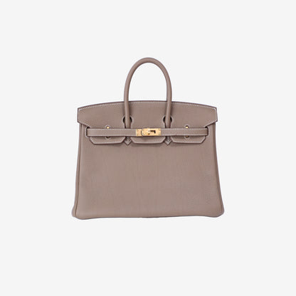 Hermès Birkin 25 in Etoupe Togo Leather with Gold Hardware front view