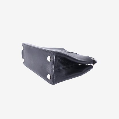 Louis Vuitton Capucines Handbag in Black Taurillon Leather with Silver Hardware