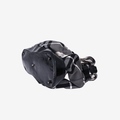 Burberry Medium Walden Bag in Black/White Check Nylon/Patent Leather