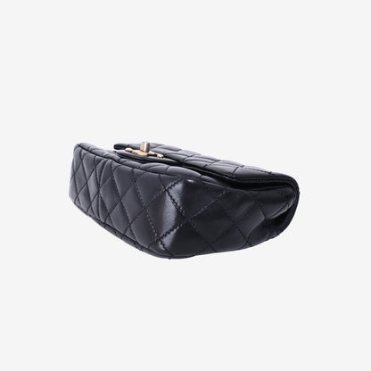 Chanel Mini Rectangular Classic Flap Chain Bag in Black Quilted Lambskin Leather with Gold Hardware