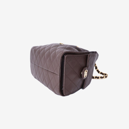 Chanel 25 Hobo Bag Small in Brown Caviar Leather with Gold Hardware