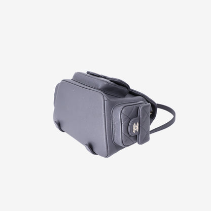 Chanel Small Duma Backpack in Grey Caviar Leather with Gold Hardware