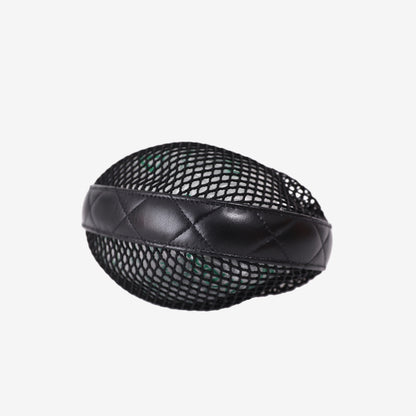 Chanel Mesh Mini Round Hobo Pouch Bag in Black Mesh with Gold Hardware