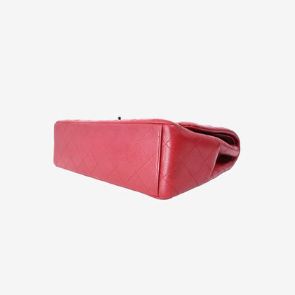 Chanel Classic Maxi Flap Bag in Red Caviar Leather with Silver Hardware