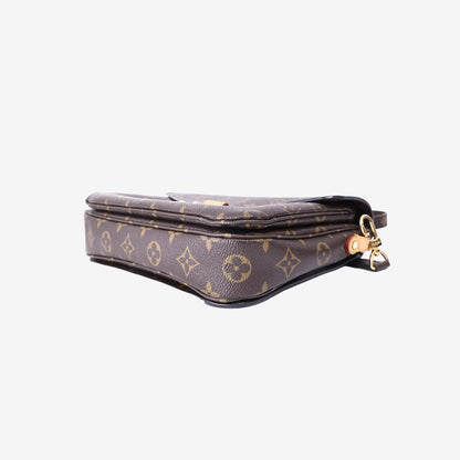 Louis Vuitton Pochette Métis Satchel Bag in Monogram Coated Canvas/Natural Cowhide Leather with Gold Hardware
