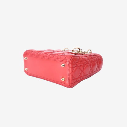Dior My ABCDior Lady Dior Small Bag in Red Cannage Lambskin Leather with Gold Hardware