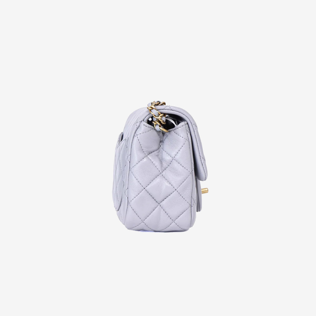 Chanel Pearl Crush Mini Square Flap Bag in Grey Lambskin with Gold Hardware (Contact to Enquire)