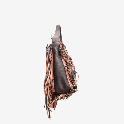Miu Miu Vintage Fringe Bag in Dark Chocolate Brown Leather with Silver Hardware