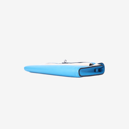 Hermès Kelly Cut Clutch in Bleu Swift Leather with Palladium-Plated Hardware