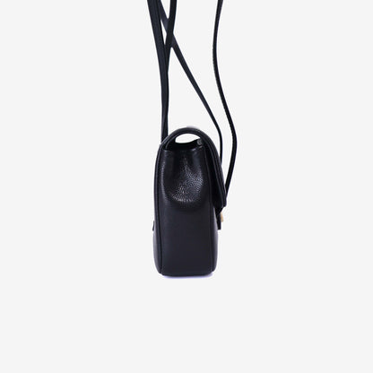 Chanel 26P Preppy Flap Mini Bag in Black Calfskin Leather with Gold Hardware side view