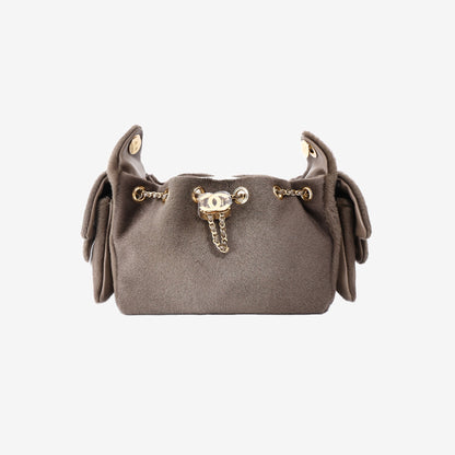 Chanel 26A Matthieu Blazy 25 Mini Hobo Bag in Khaki Pony Hair with Gold Hardware (Contact to Enquire)