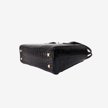 Chanel 26K Shopping Bag in Black Crocodile-Embossed Calfskin Leather with Gold Hardware